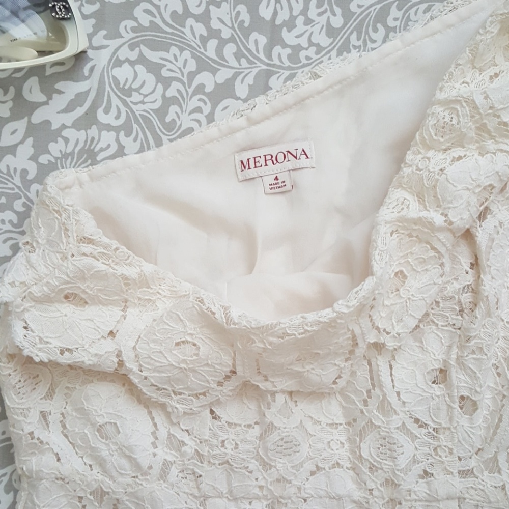 Merona Ivory Lace Ruffle Summer Dress NWOT - Picture 2 of 4